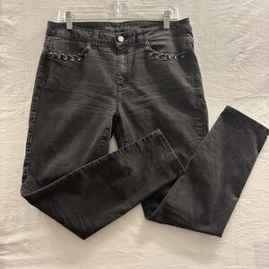 Michael Kors Women’s Black Skinny Size 10 Jeans Lace Up Pocket Stretch Denim